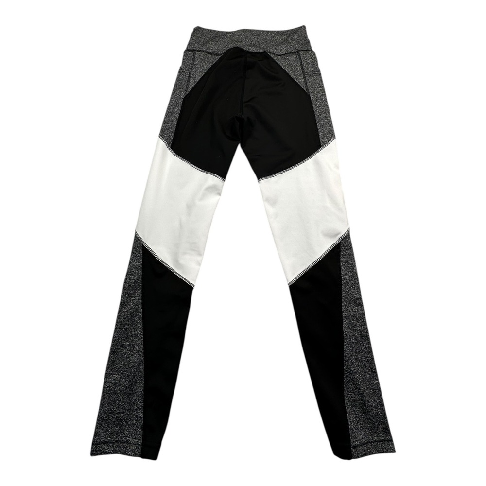 SHEIN Colorblock Athletic Leggings Black White Grey‎ Heathered Gym Workout - Picture 2 of 11